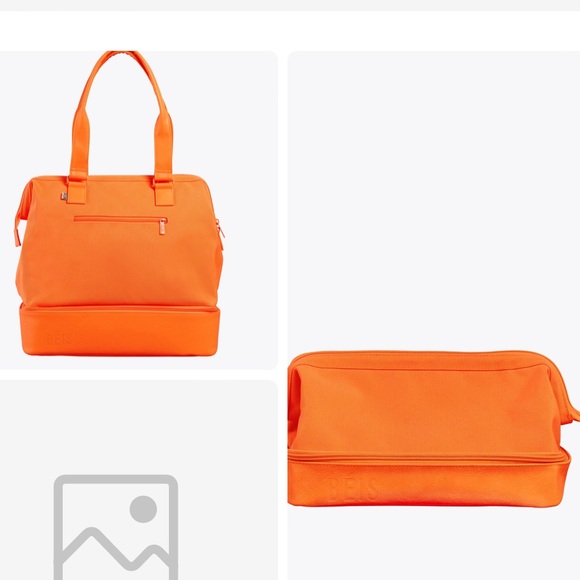 Beis Creamsicle Bright Orange mini Weekender  and Dopp kit - Picture 7 of 7